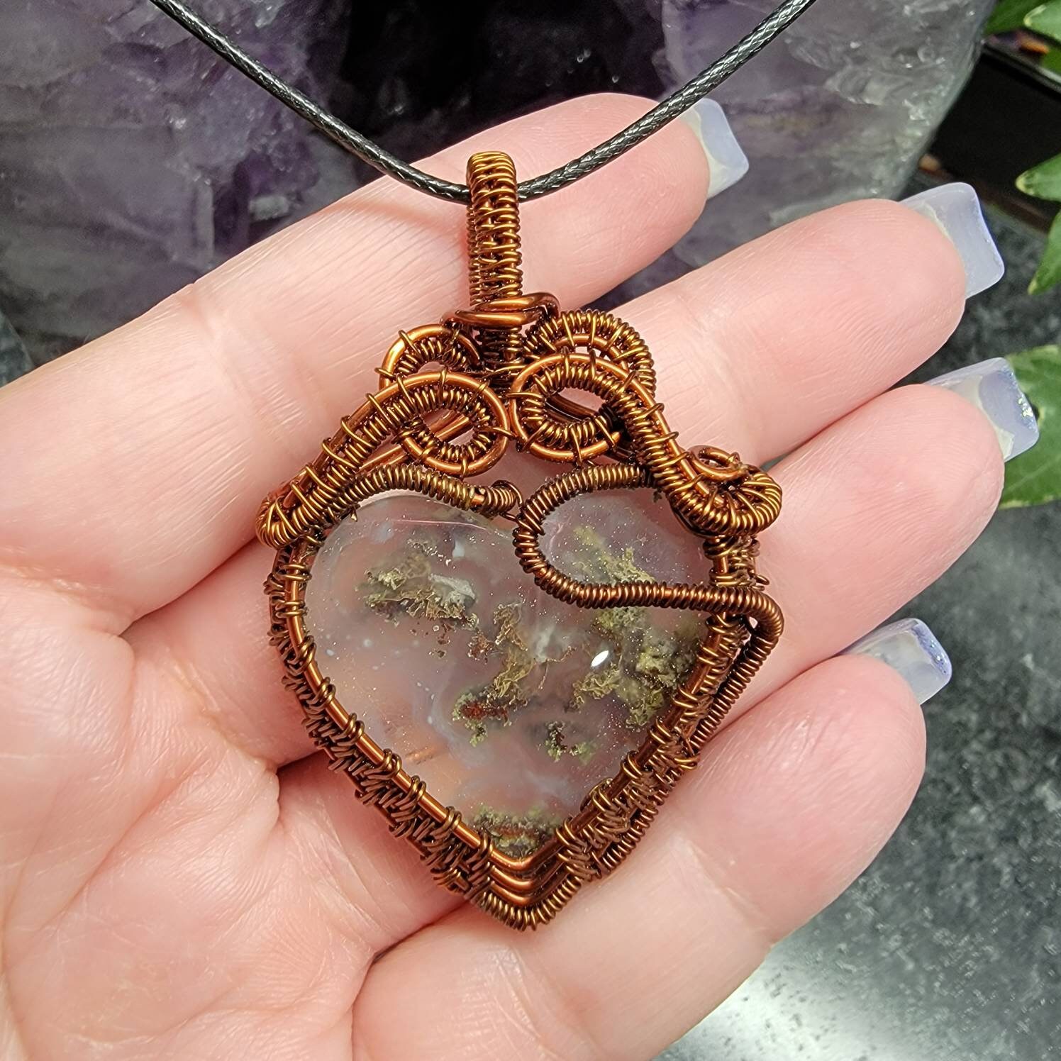 Beautiful Moss Agate Pendant / Crystal Pendants / Crystals / | Etsy