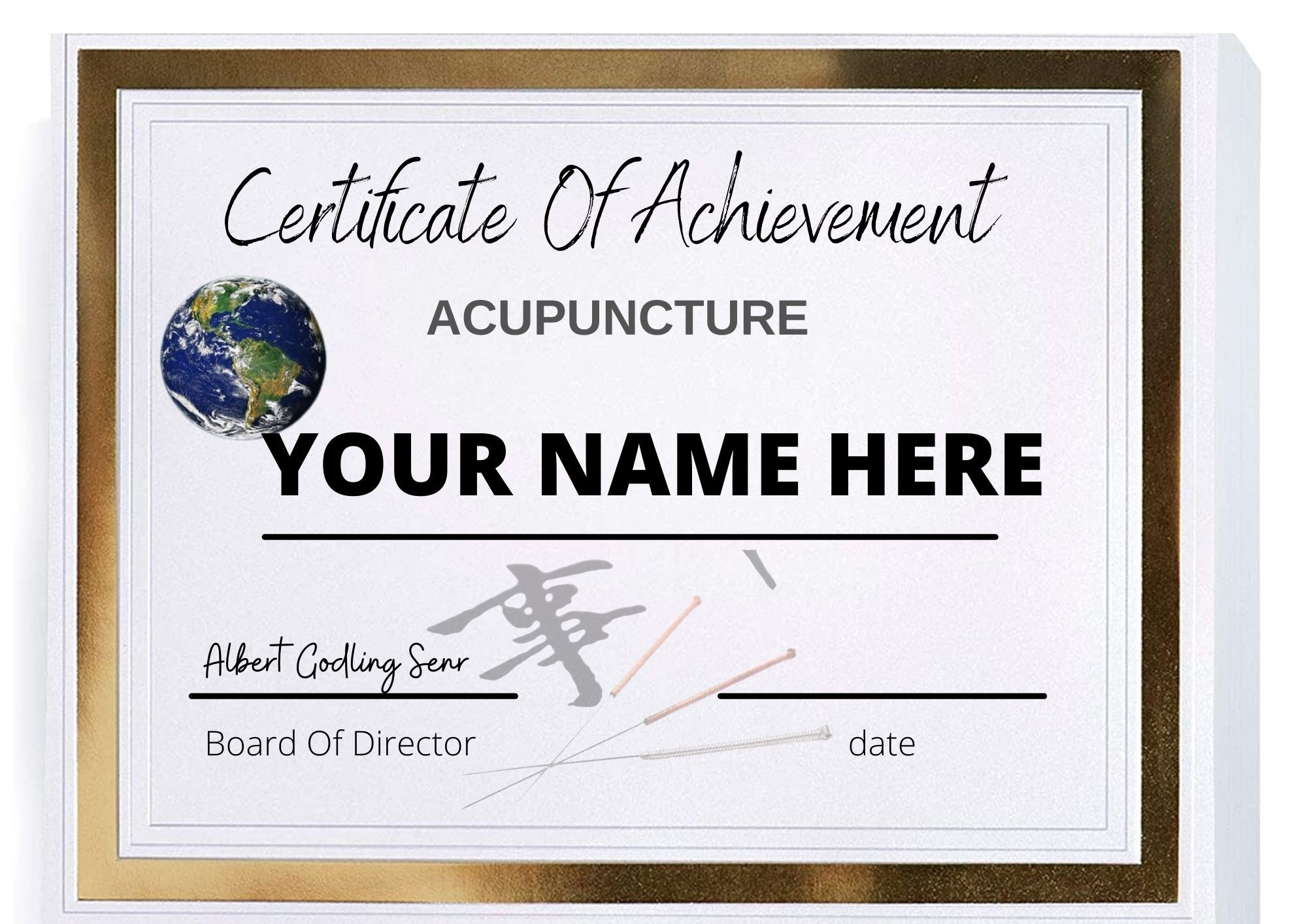 Acupuncture Certificate Digital Download Novelty Etsy