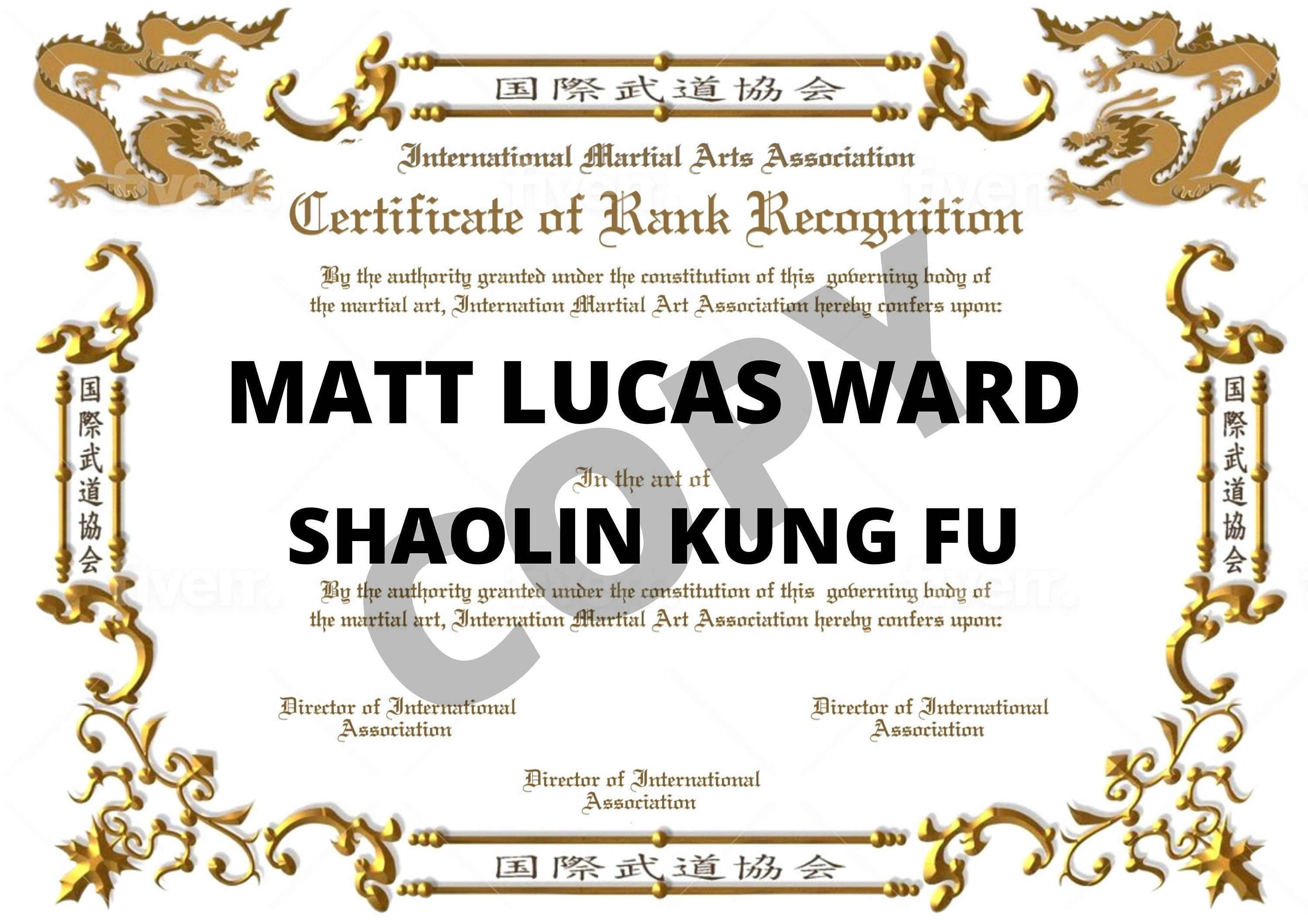 Martial Arts Certificate Shaolin Kung Fu Digital Download - Etsy