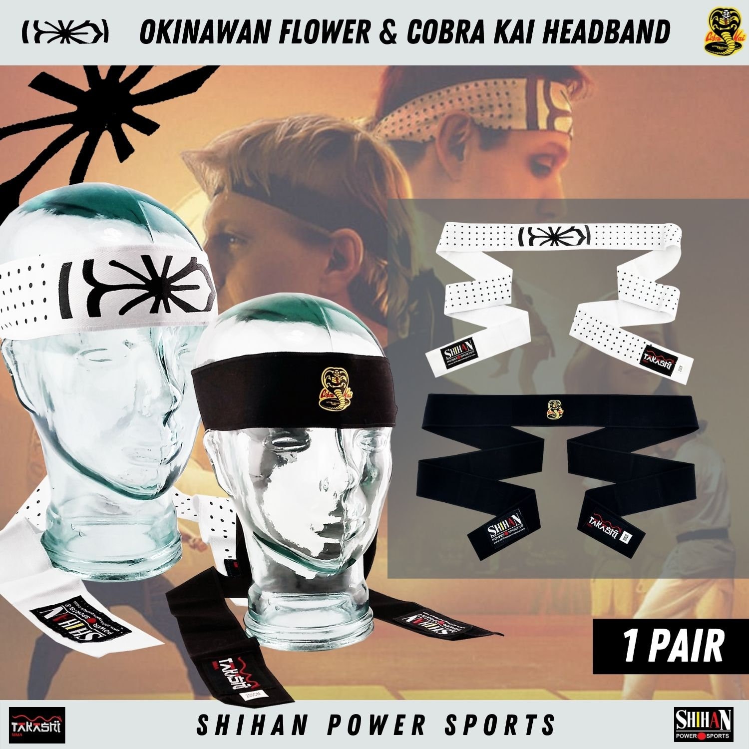 OKINAWAN FLOWER  Movie The Karate Kid Cobra Kai Bandana Costume Headband Larusso 