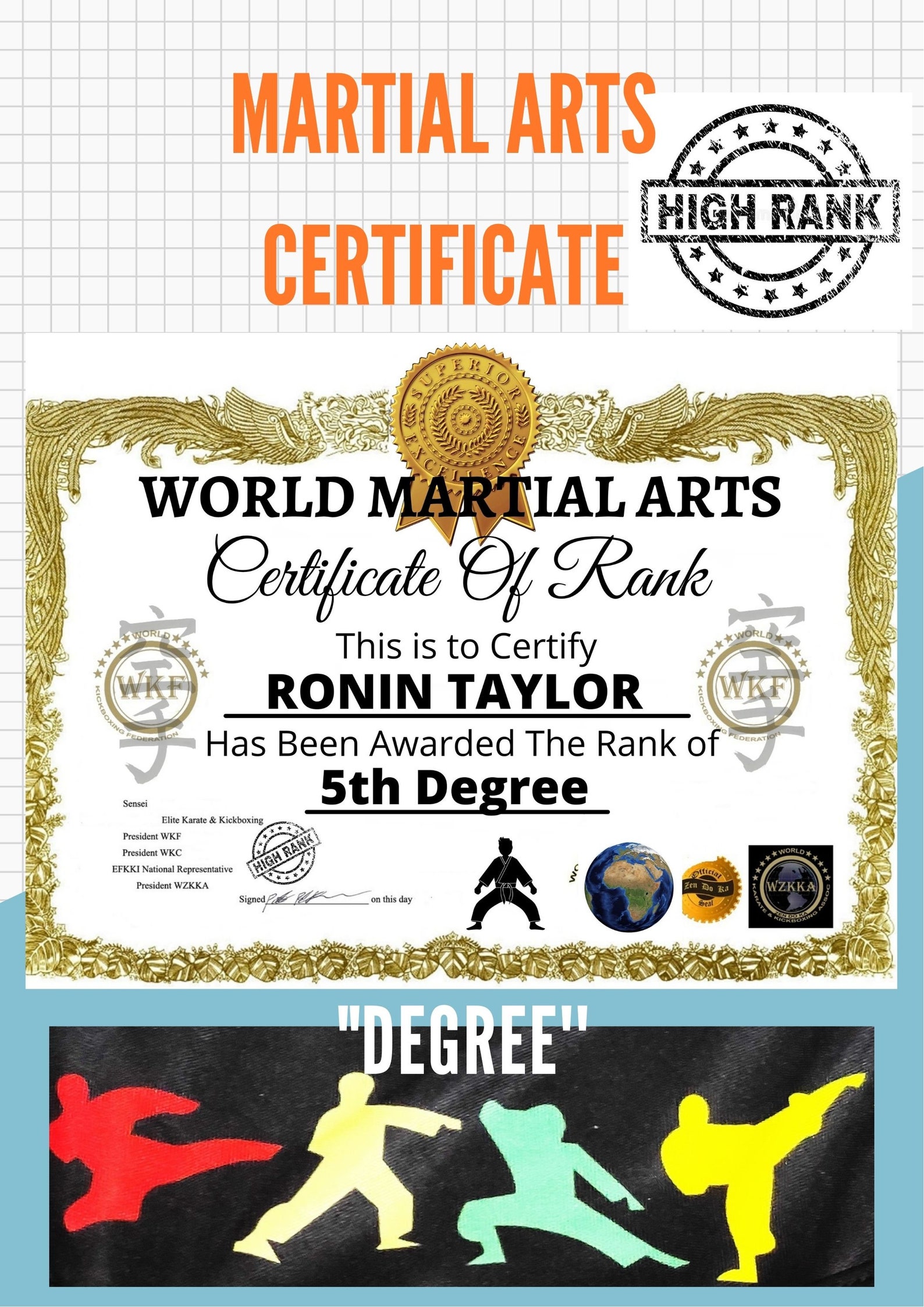 Martial Arts Certificate Certificate Download Ideal Gift Present Honour