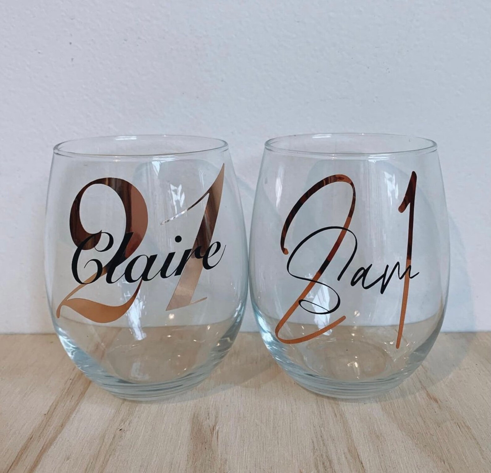 Personalised Stemless Wine Glass / Milestone/ Birthday/ for Etsy