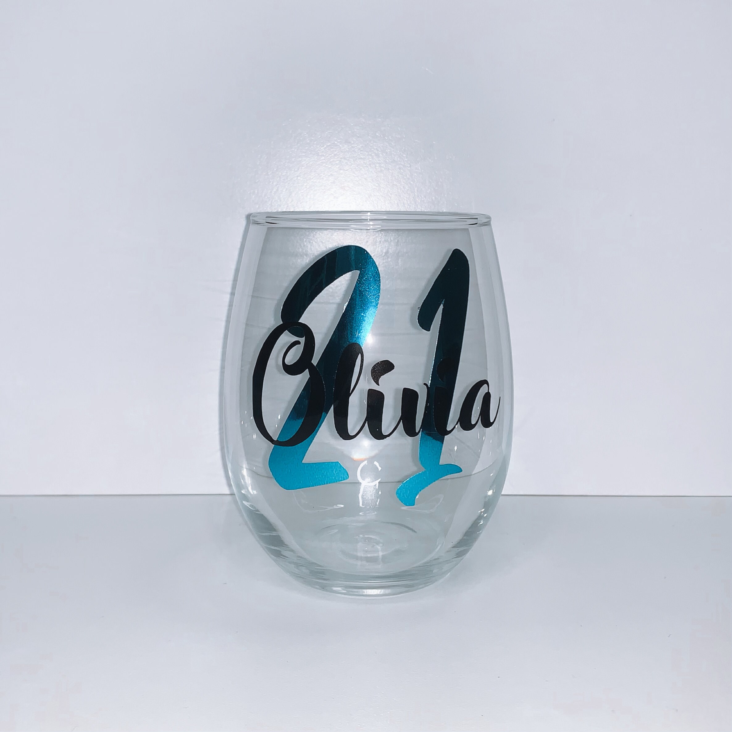 Personalised Stemless Wine Glass / Milestone/ Birthday/ for Etsy