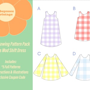 SIZE 4X 60s Mod Shift Dress PDF Sewing Pattern Pack