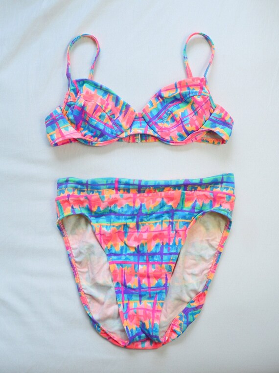 fila colour block high waist bikini bottoms