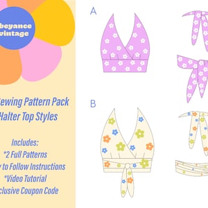 Size All Sizes 70s Halter Top PDF Sewing Pattern SUPER Pack