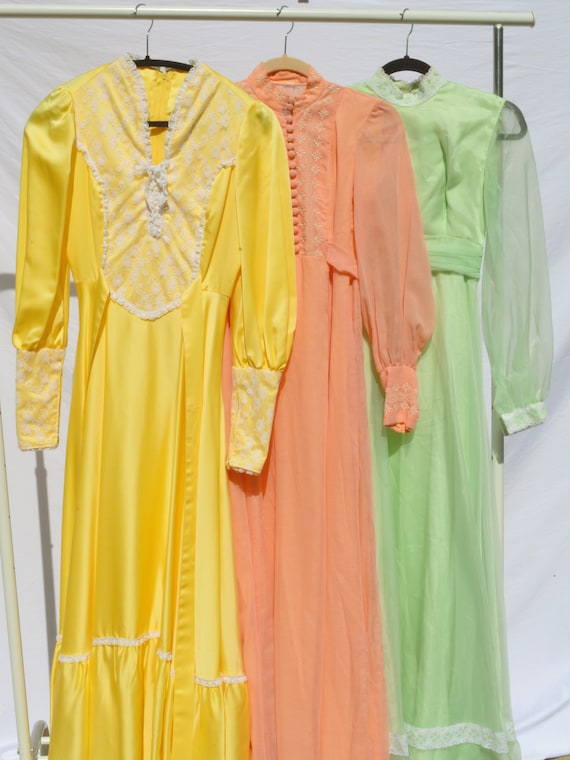 Peach 70s Prairie Dress