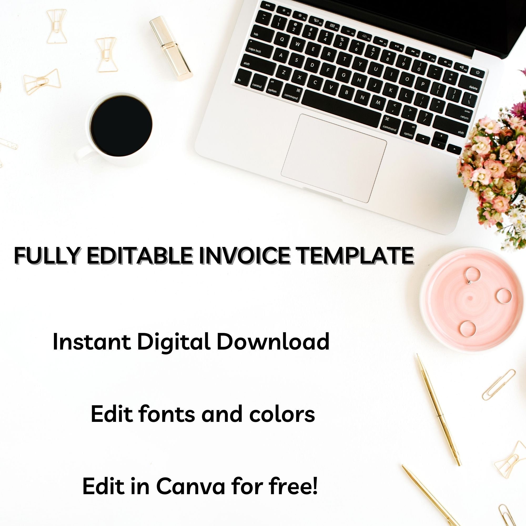 Watercolor Editable Invoice Template Instant Download Modern - Etsy