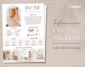 1 Page Media Kit Canva Template | Instagram Media Kit | Influencer Template | Blogger Press Kit | Facebook Tiktok Instagram Template
