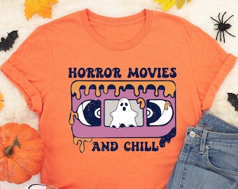 Horror Movies And Chill Shirt, Spooky Shirt, Spooky Season Shirt, Halloween Gift, Cute Fall Shirt, Horror Movies Shirt, Halloween Tee