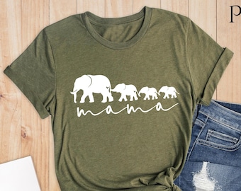 Elephant Mom Shirt, Mama Baby Elephant Tee, Elephant Lover Shirt, Funny Mom Shirt, Gift For Mom, Mom T-Shirts, Cool Mom Shirts