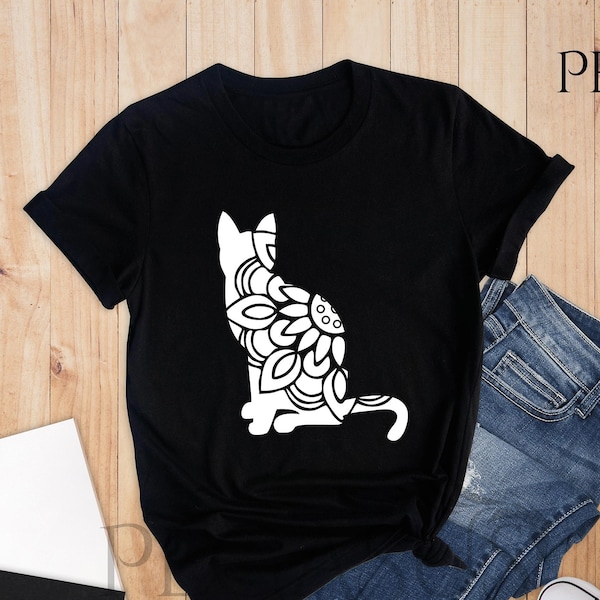Cat Shirt, Cat Mandala Shirt, Cat Mandala Tee, Graphic Tee, Cat Lover Gift, Cute Cat Shirt, Family Cat Shirts, Cat Lover, Funny Cat Shirt
