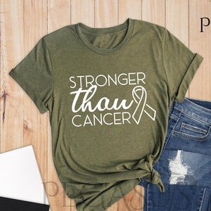Stronger Than Cancer Shirt, Cancer T Shirt, Breast Cancer Shirt, Cancer Awareness Tee, Cancer Warrior T-Shirt, Survivor With Cancer Shirt image 1