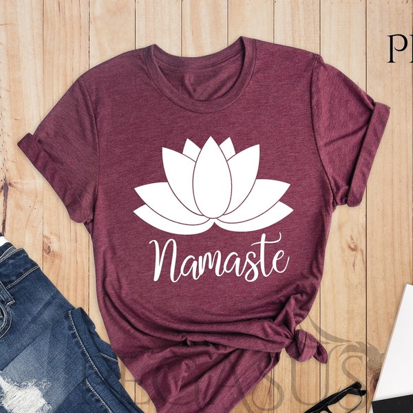 Lotus Flower Namaste Shirt, Yoga Shirt, Meditation Shirt, Yoga Gift Shirt, Gift for Yogi, Zen Shirt, Hippie Shirt, Cute Yoga Shirt