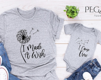 I Made a Wish Matching Shirts, Mommy and Me Shirt, First Mother's Day, Family Shirt, Baby Shower, Mothers Day Gift, Gift For New Mom
