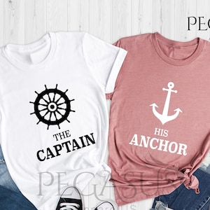 The Captain His Anchor Shirt, Matching Couples Honeymoon Cruise Shirts Set, Matching Cruise Honeymoonin Shirt, Beach Vacation Couples Shirts