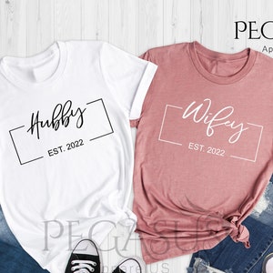 Hubby Wifey Shirts, Honeymoon shirts, Mr and Mrs Shirt, Couples Shirts, Gift For Husband, Gift For Wife, Engagement Gift, Wedding Shirts image 1