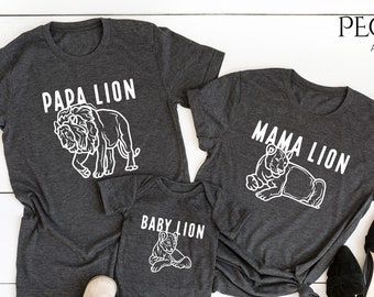 Mama Lion, Papa Lion, Baby Lion Family Matching Shirts, Lion Family Shirt, Daddy and Baby Matching T-Shirts, Fathers Gift, Mothers Gift