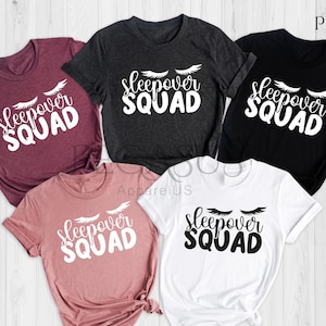 Sleepover Squad Shirts, Sleepover Shirt, Girls Birthday Party Shirts, Slumber Party Shirts, Teen Birthday Party, Sleepover Pajama Shirts