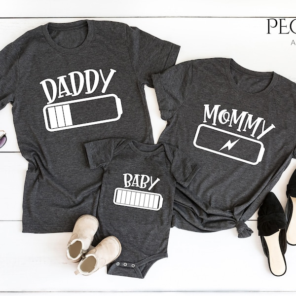 Daddy Mommy Baby Matching Shirts, Low Battery and Charged Battery Tees, Daddy Mommy and Me Shirt, Family Shirt, Matching Family Shirts