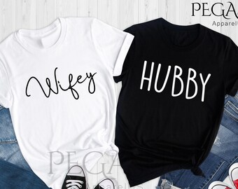 Wedding Shirts, Hubby Wifey Shirts, Honeymoon Shirt, Wedding Announcement, Wedding Party Shirt, Just Married Shirt, Bridal Gift Engagement