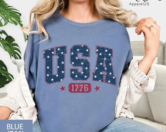 Comfort Colors® USA Flag Tshirt, 4 of July Tshirt, USA Flag Tshirt, USA Shirt for 4of July, Usa Tee Shirt, Independent Day Shirt, Usa 1776