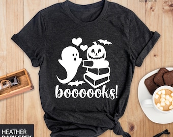 Booooks Shirt, Ghost Books, Halloween Reading Shirt, Bookworm Gift, Halloween Party Teacher Shirt, Librarian T-Shirt, Librarian Gift