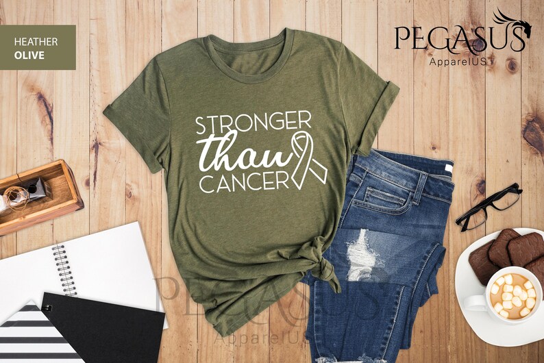 Stronger Than Cancer Shirt, Cancer T Shirt, Breast Cancer Shirt, Cancer Awareness Tee, Cancer Warrior T-Shirt, Survivor With Cancer Shirt image 1