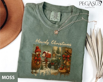 Comfort Colors® Western Howdy Christmas Shirt, Christmas Shirt, Howdy Christmas Graphic Tee, Holiday Shirt, Western Holiday Gift