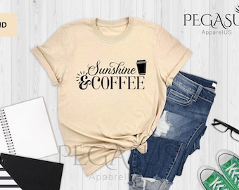 Sunshine and Coffee T-shirt, Coffee Shirt, Summer Tee, Coffee Lover Shirt, Sunshine Shirt, Coffee Graphic T-shirt, Birthday Gifts