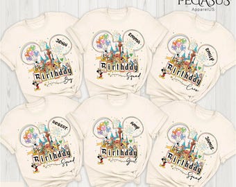 Personalized Mickey and Friends Castle Disney Birthday Shirt, WDW Disneyland Family Birthday Trip Party, Birthday Boy, Birthday Girl Shirt