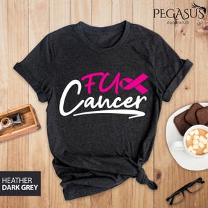 Fuck Cancer Shirt, Breast Cancer T-Shirt, Cancer Survivor Shirt, Positive Vibes, Fighter Shirt, Breast Cancer, Cancer Ribbon Shirt image 4