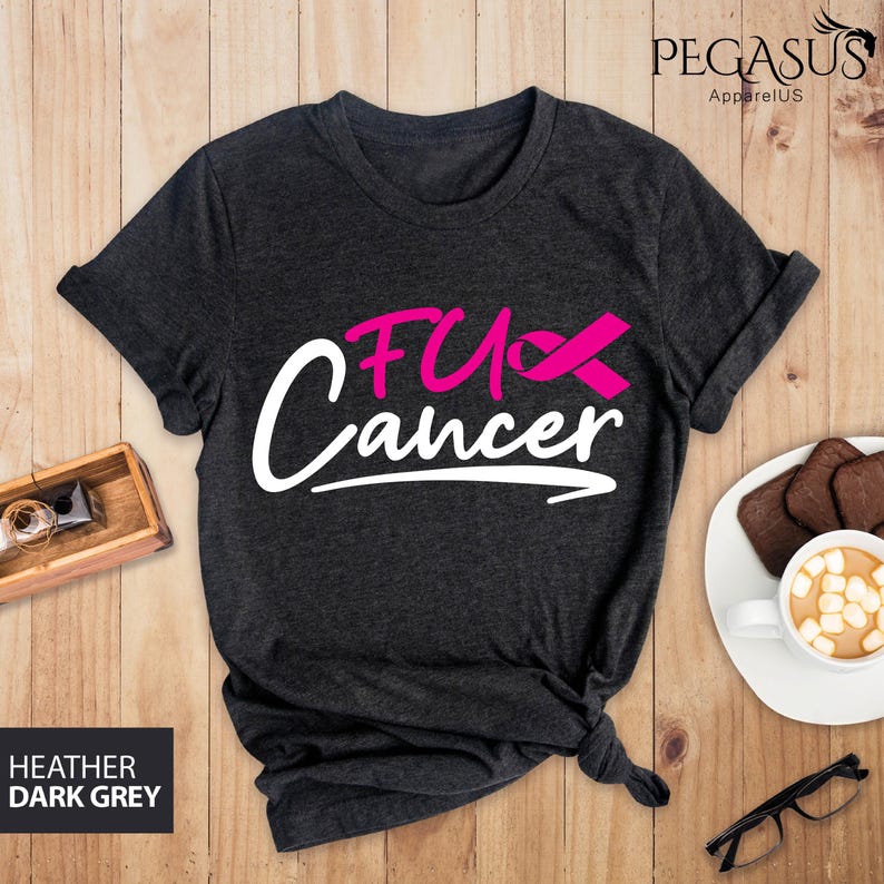 Fuck Cancer Shirt, Breast Cancer T-Shirt, Cancer Survivor Shirt, Positive Vibes, Fighter Shirt, Breast Cancer, Cancer Ribbon Shirt image 4