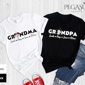 Custom Disney Grandma Kids Name Shirts, Custom Name Disney Family Matching Trip T-Shirt, Disney Grandpa Uncle Auntie Nana Papa Grammy Shirts
