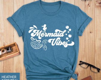 Funny Mermaid Shirts, Mermaid Shirt, Mermaid Vibes Shirt, Mermaid Shirts for Girls, Mermaid Mom Shirt, American Mermaid Shirt, Beach Shirt