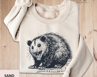 Opossum Sweatshirt, Opossum Lover T-shirt, Cute Screaming Opossum Shirt, Nature Inspired Shirt, Retro Women Tee, Animal Lover Gift