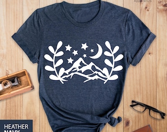 Mountain Night Shirt, Camping Girls Shirt, Camping T-shirt, Travel Shirt, Nature Lover Shirt, Hiking Shirt, Outdoor Shirt, Adventure Shirt