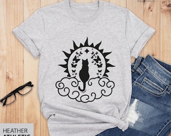 Cat and Butterfly Cloud Mandala Shirt, Pretty Cat Shirt, Cat Mom Shirt, Cat Lover Shirt, Cat T-shirt, Gift For Cat Lovers, Cat and Butterfly