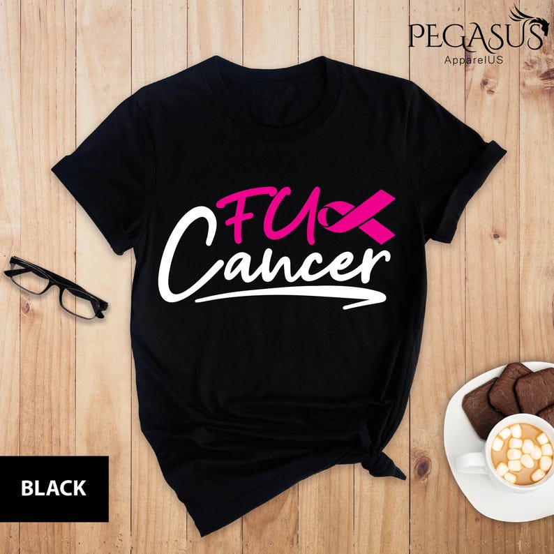Fuck Cancer Shirt, Breast Cancer T-Shirt, Cancer Survivor Shirt, Positive Vibes, Fighter Shirt, Breast Cancer, Cancer Ribbon Shirt image 3