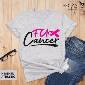Fuck Cancer Shirt, Breast Cancer T-Shirt, Cancer Survivor Shirt, Positive Vibes, Fighter Shirt, Breast Cancer, Cancer Ribbon Shirt image 2