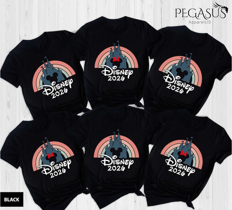 Disney 2026 Shirt, Magical Castle Shirt, Disney Castle Shirt, Disneyworld Group Shirt, Disney Couple Shirts, Disney Rainbow Shirt image 1