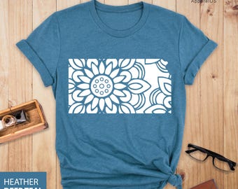 Kansas Mandala Shirt, Kansas Chiefs Shirt, Kansas Love Shirt, Kansas Lover Gift, KC Shirt, Kansas City T-shirt, Kansas State Shirt