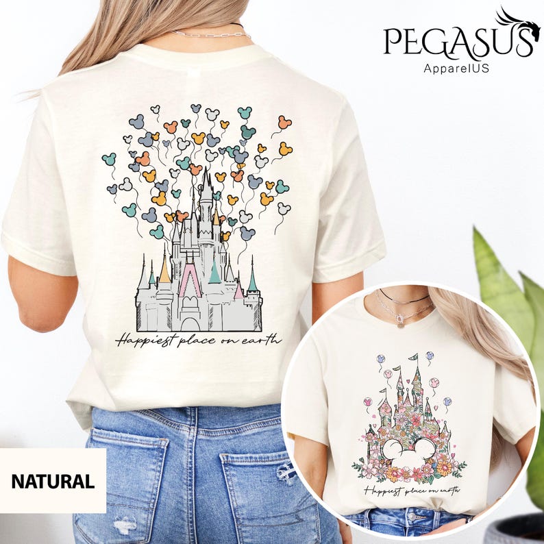 Happiest Place on Earth Shirt, Disneyland Castle T-shirt, Women's Magical Castle Tee, Matching Disneyland Group Vacation Tees, Girls Disney