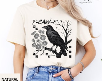 Funny Crow Shirt, F-Caw-F T Shirt, Black Crow Shirt, Raven Lover Gift, Funny Sassy Autumn Vibes, Fall Season Tee, Trendy Black Bird Shirt