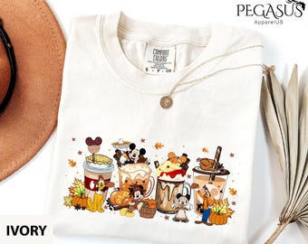 Comfort Colors® Disney Coffee Shirt, Pumpkin Latte Shirt, Mickey & Co T-Shirt, Coffee Lover Shirt, Disney Thanksgiving Shirt