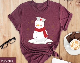 Nurse Snow Shirt, Nurse Shirt, Snow Shirt, Nurse Apparel Shirt, Nurse Worker Shirt, Nurse Life Shirt, Snowman Shirt, Nursing Shirt