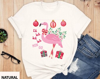 Christmas Fa La La La Mingo Shirt, Flamingo Christmas Tee, Funny Flamingo T Shirt, Family Christmas Shirts, Pink Flamingo Xmas T-shirt