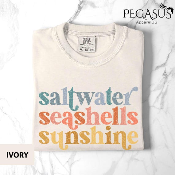 Saltwater Seashells Sunshine Shirt, Comfort Colors® Summer Shirt, Beach Shirt, Saltwater Shirt, Seashells Shirt, Sunshine Shirt, Summer Trip