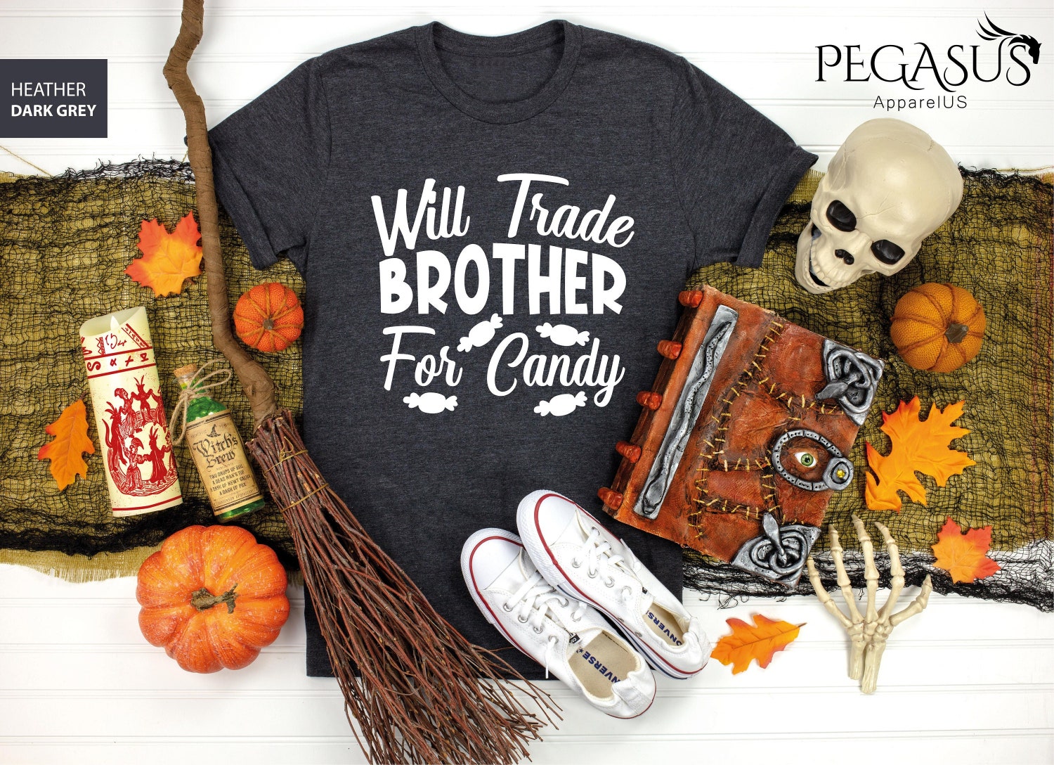 Will Trade Brother for Candy T-shirt, Funny Halloween Shirt, Brother Halloween Shirt, ,Funny Kids Halloween Tees, Halloween Candy Shirt