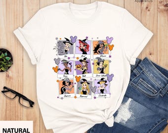 Retro Disney Princess Witch Halloween Shirt, Belle, Snow White, Ariel, Cinderella, Disneyworld Matching Halloween Shirt, Princess Halloween